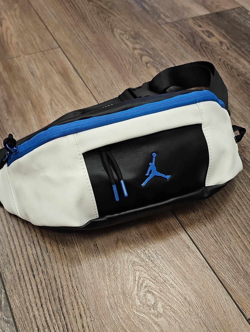 Jordan Black White and Blue Crossbody Waist Bag, Fanny Pack